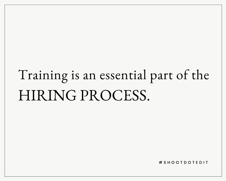 Infographic stating training is an essential part of the hiring process