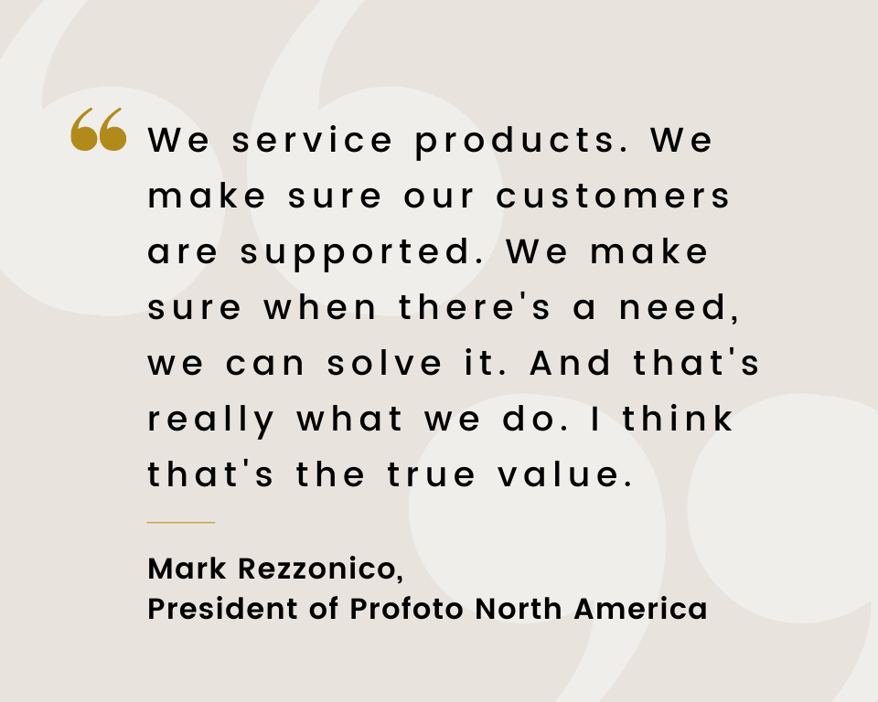 Infographic stating a quote from Mark Rezzonico, the president of Profoto North America