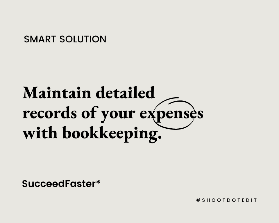 Infographic stating maintain detailed records of your expenses with bookkeeping