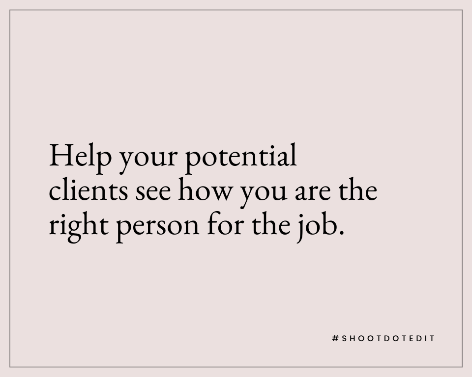 Infographic stating help your potential clients see how you are the right person for the job