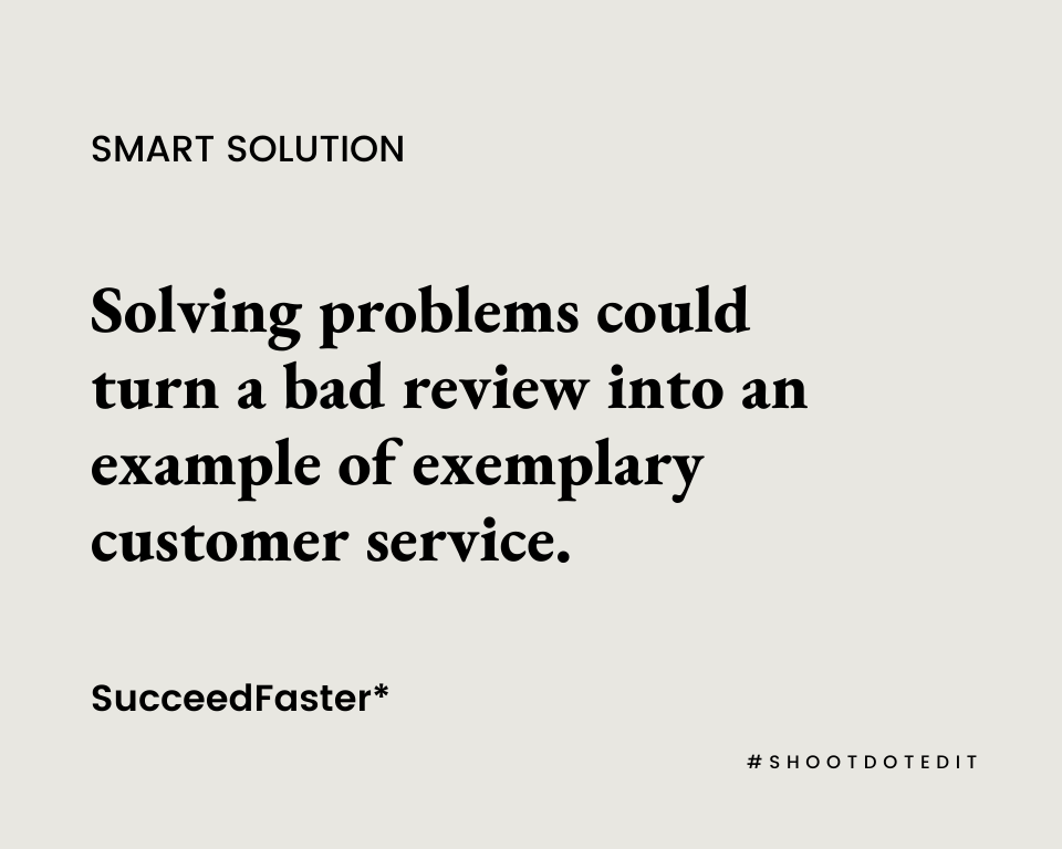 Infographic stating solving problems could turn a bad review into an example of exemplary customer service