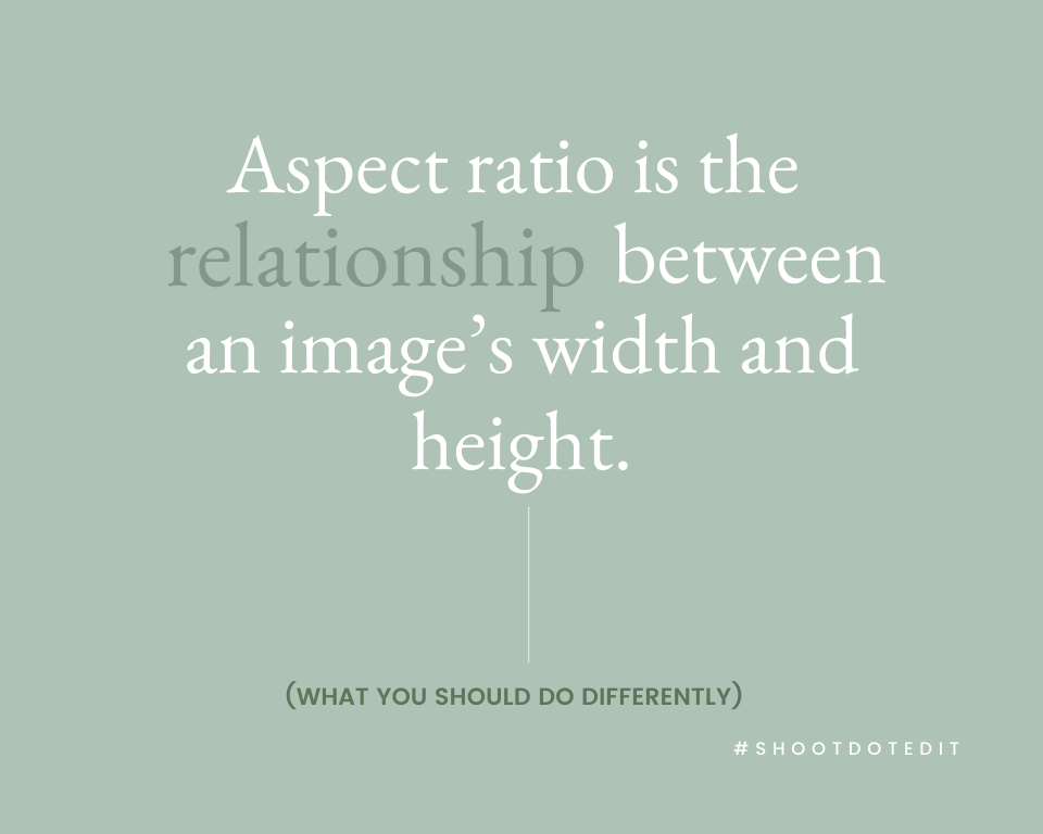 Infographic stating aspect ratio is the relationship between an image’s width and height