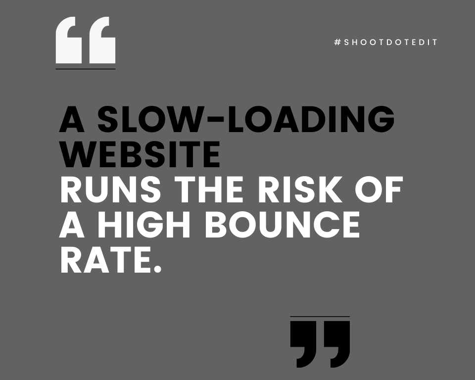 Infographic stating a slow-loading website runs the risk of a high bounce rate