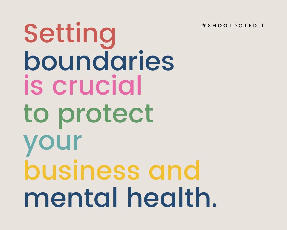 Infographic stating setting boundaries is crucial to protect your business and mental health