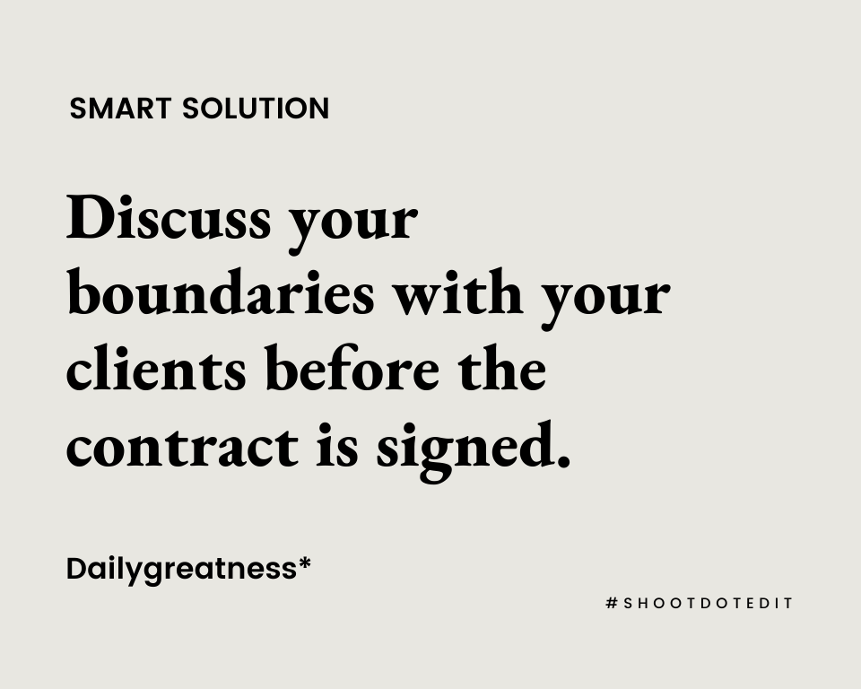 Infographic stating discuss your boundaries with your clients before the contract is signed