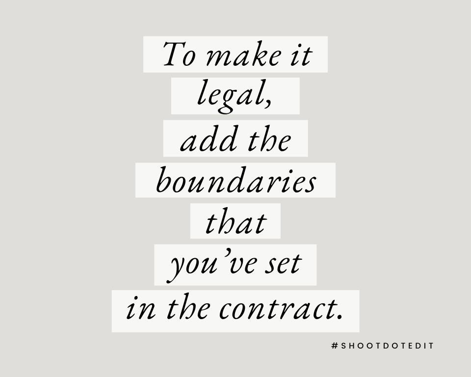 Infographic stating to make it legal, add the boundaries that you’ve set in the contract