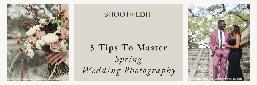 A collage of two spring wedding images and an infographic
